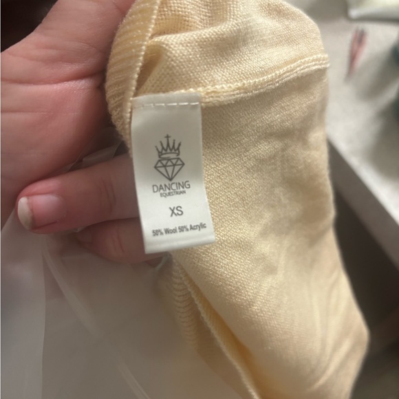 Dancing Equestrian Cream JUMP Sweater Womens XS Wool Acrylic Colorblock - Picture 5 of 5